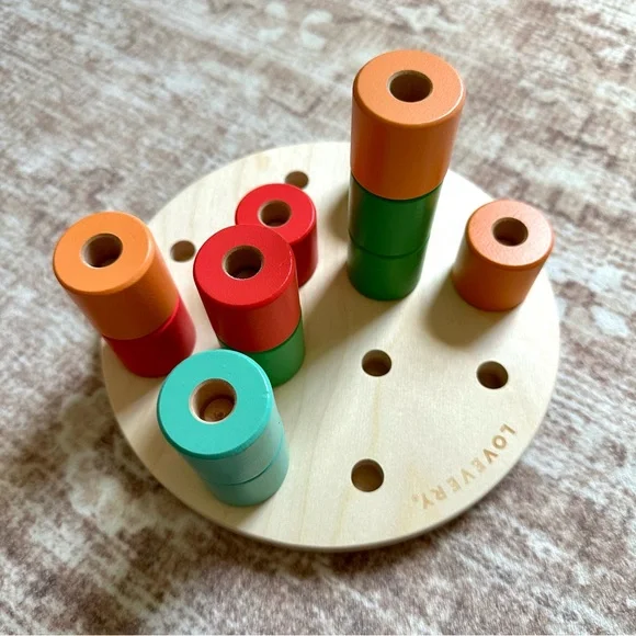 Lovevery Wooden Peg Stacking Board from “The Adventurer” kit, 16-18 months *EUC* - Picture 4 of 6